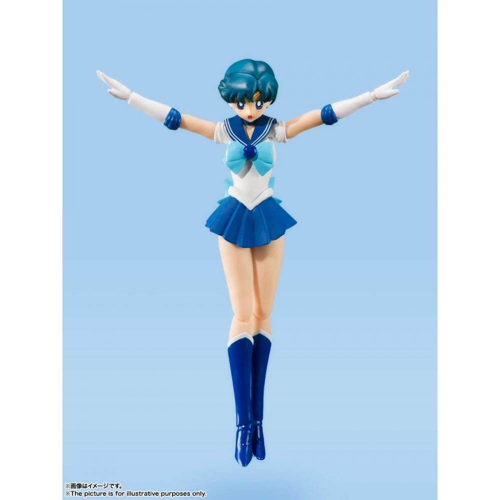 Bandai SPIRITS SHFiguarts Sailor Moon Sailor Mercury - Анимация Цветное издание- (Версия для перепродажи) приблизительно. Подвижная фигура толщиной 140 мм, окрашенная из ПВХ и АБС-пластика