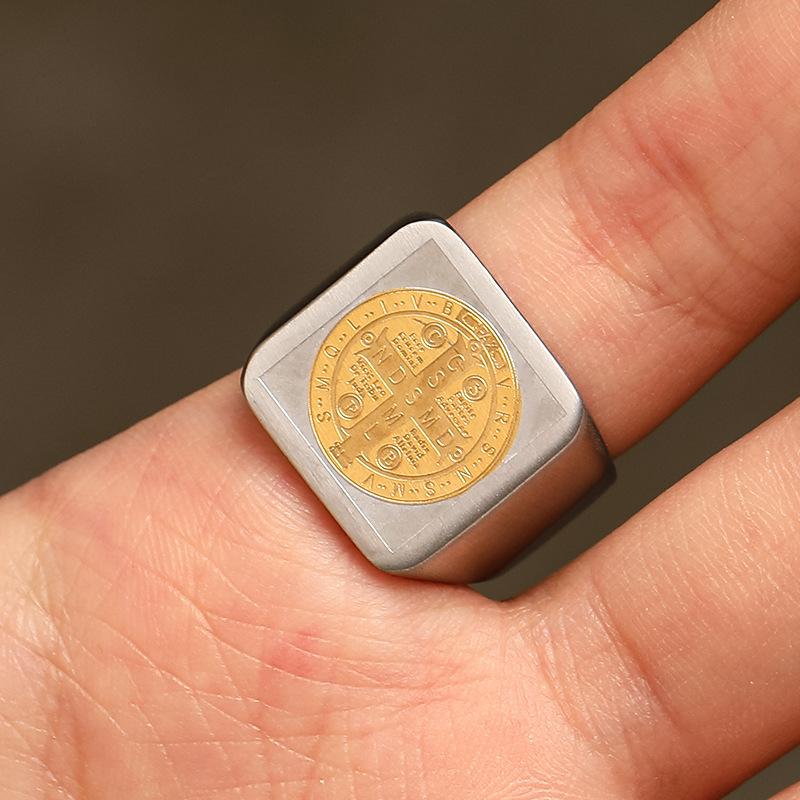 Кольца Intage Religion для мужчин Крест Сан Бенедикт Библия Экзорцизм Ювелирные изделия из нержавеющей стали