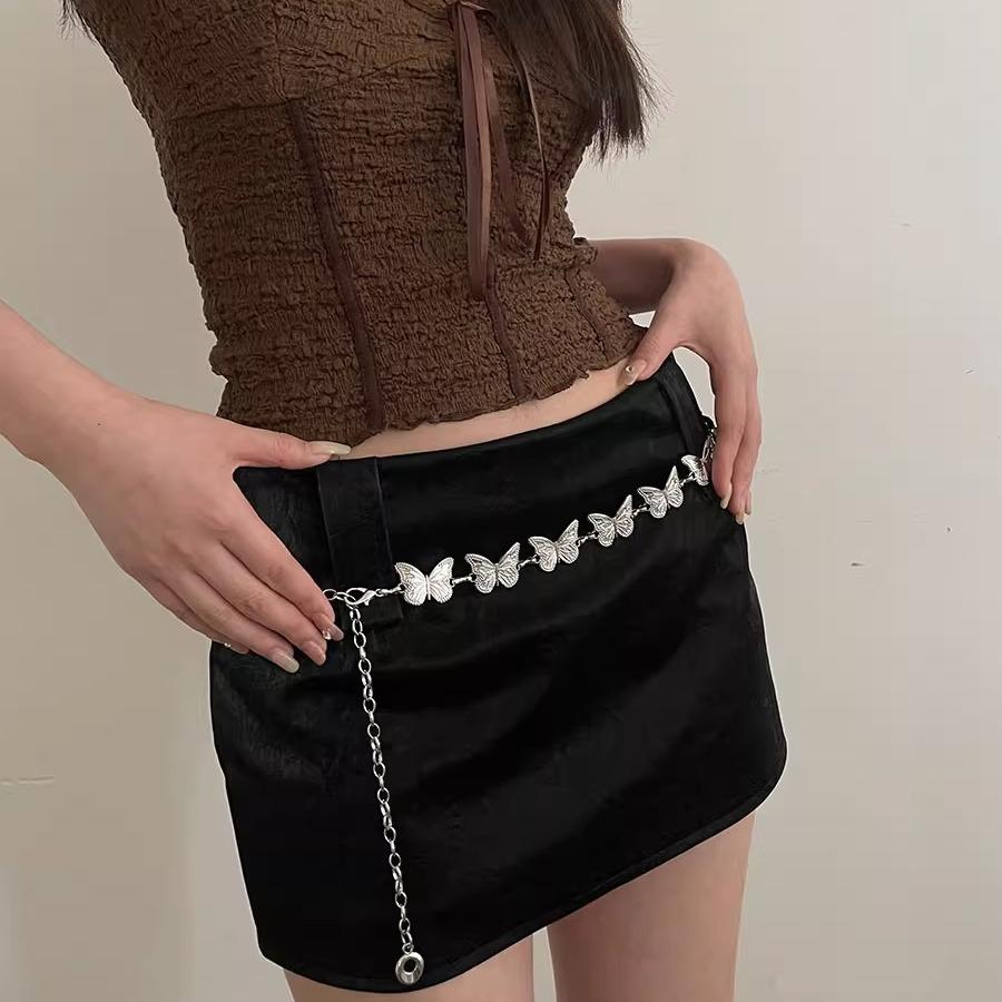 Аксессуары для цепочки на талию в виде бабочки, нишевый дизайн, ремень, металлическая цепочка для ремня, аксессуары для формы JK, тренд