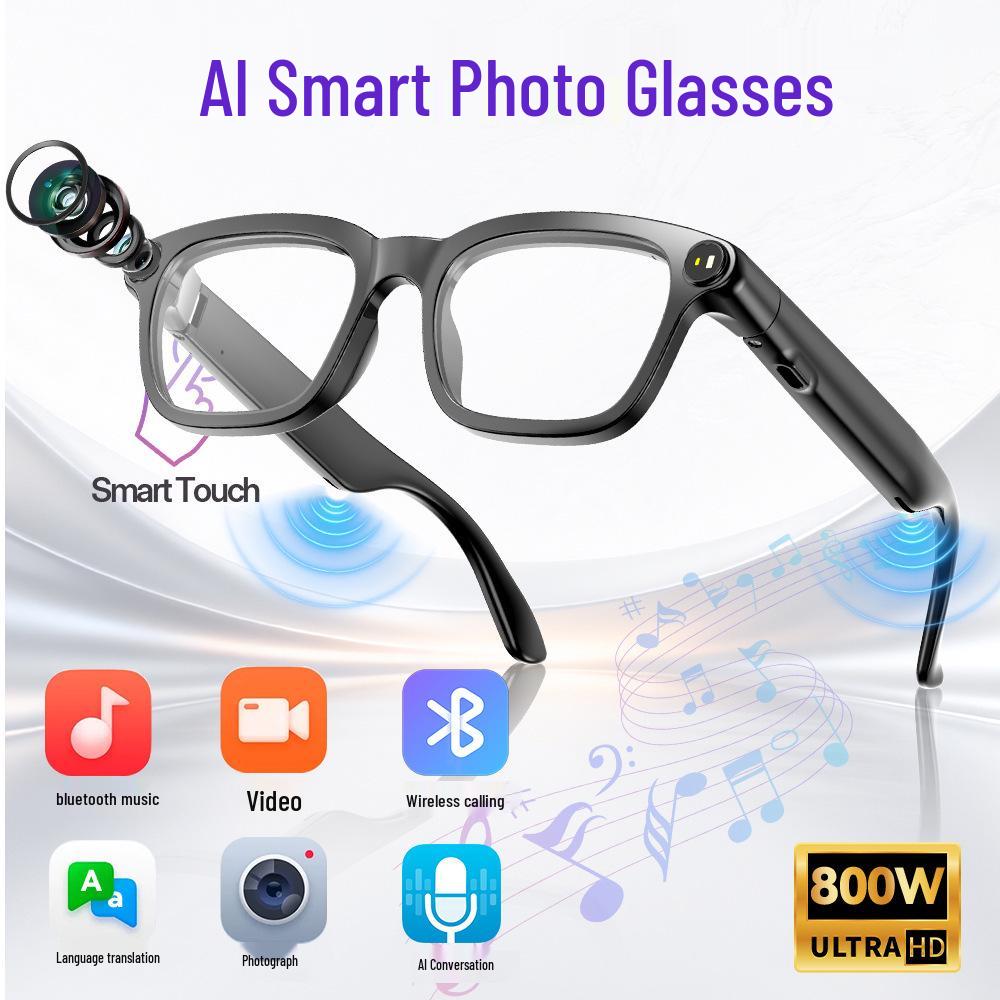 AI Smart Glasses: HD Bluetooth, Anti-Shake, Music & Video Recording, Multilingual Translation Assistant