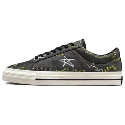 Cons One Star Pro Вышивка Нескользящие и Износостойкие Низкие Кеды для Скейтборда Универсальные Черные и Желтые