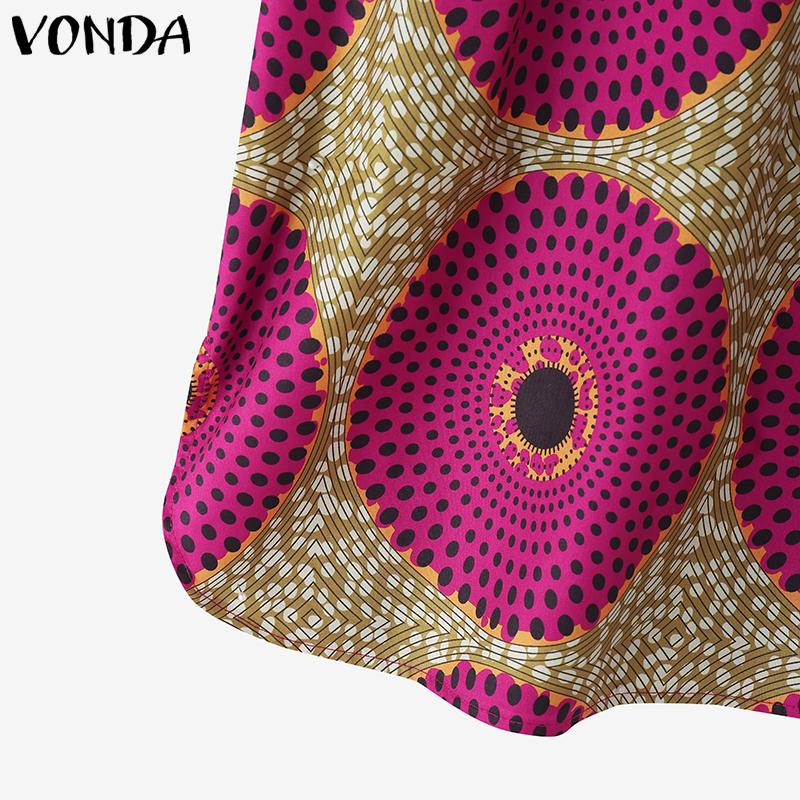 VONDA Summer Women Short Sleeve Print Casual Loose T-shirts Tops