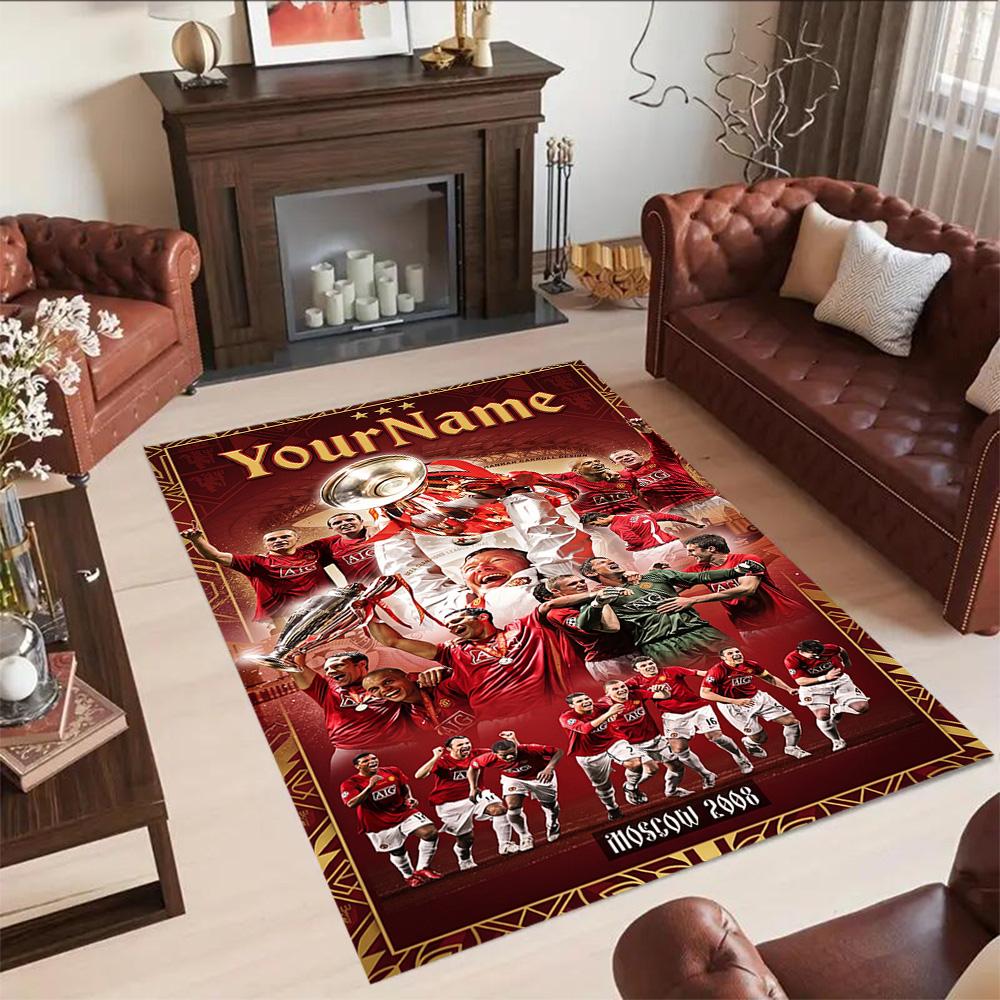 Manchester Customizable Name Area Rug Suitable for Dining Room Living Rooms Foyer Playrooms Anti-slip Rug Decorate Offices Best for Christmas