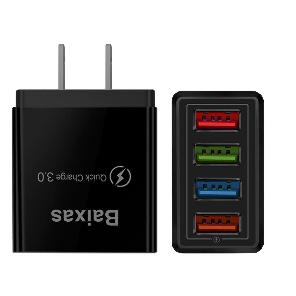 4-портовое USB-зарядное устройство для мобильных телефонов и планшетов, стандарт США/ЕС, быстрая зарядка 3A