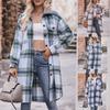 Women's Long Plaid Jackets Casual Long Sleeve Lapel Button Down Shacket Oversized Coat