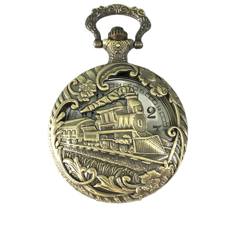 Unisex Hollow Locomotive Quartz Pocket Watch - Casual Style