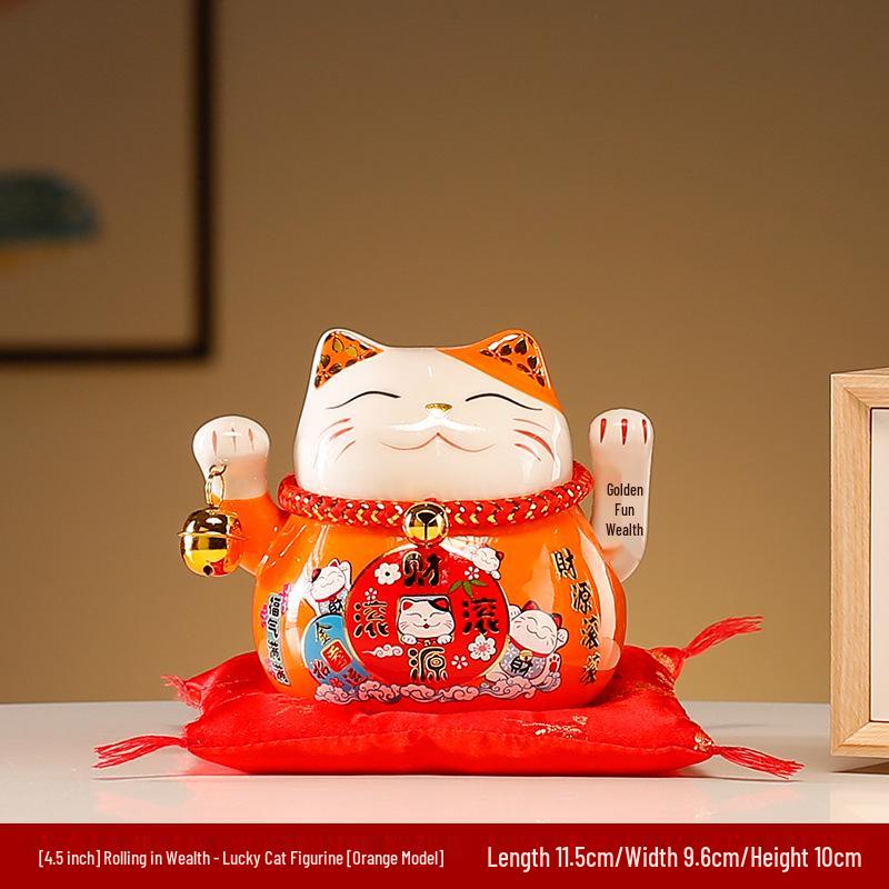 Fortune Cat Figurine Set: Automatic Waving Hand Decoration for Shop and Home