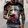 Animal Pug Dog 3d Print Summer Men's Round Neck T-shirt Casual Short Sleeve Oversized Pullover Fashion Tops Trend Men Clothing