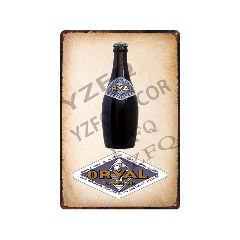 30x20 см Жестяная вывеска с пивом Hoegaarden Orval Chouffe - Винтажная металлическая табличка, Идеально подходит для Декора Стены Бара/Паба/Кухни/Дома/Кофейни, Постер