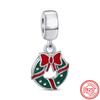 925 Silver Heart Christmas Hat Socks House Tree Apple Ice Crystal Snow Winter Beads Fit Original  Charms Bracelet Jewelry