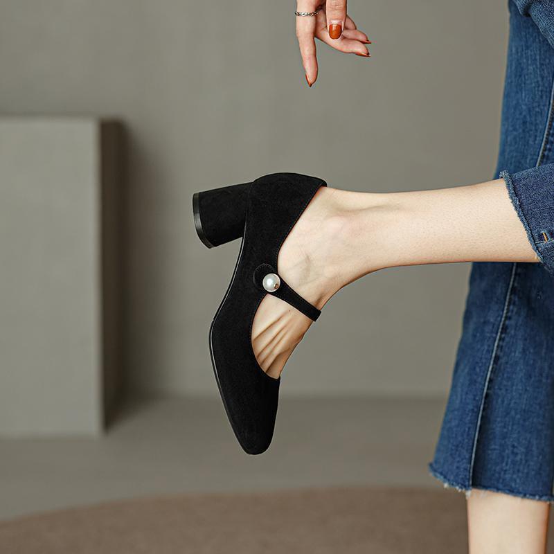 Классические черные туфли на каблуке «Мэри Джейн» от Z: Очень удобные, на толстом каблуке, с одним ремешком Pearl, универсальный дизайн