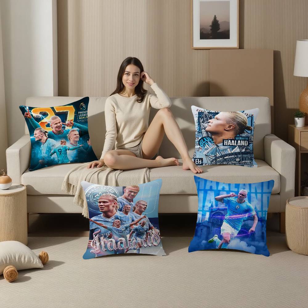 E-Erling B-Braut FootballStar H-Haaland Pillow Anime Pillow Sofa Bed Head Pillow Cover Cushion Cover 45x45 cm Fashion