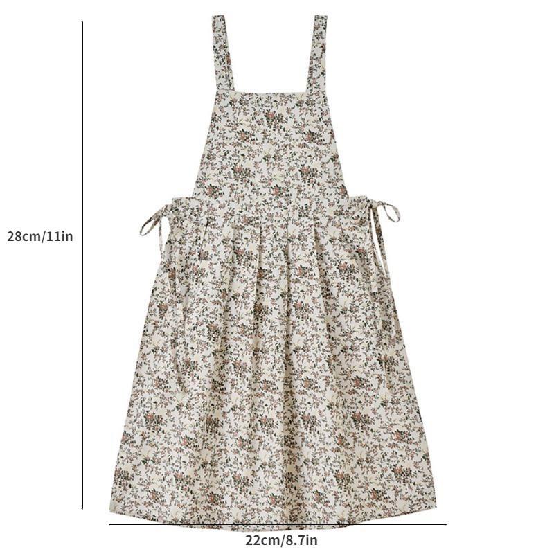 Платье Фартук Хлопок Водонепроницаемый Садовый Принт Цветочный Фартук Регулируемый Кухонный Рабочий Нагрудник Фартуки Для Кофейни