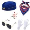 Gloves Scarf Women's Stewardess Costume Dress Up Flight Attendant Hat  Stage Performance