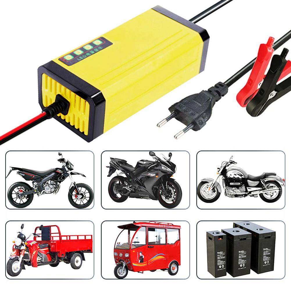 Motorcycle Battery Charging 12V 2A LED Display Smart Battery Charger EU/US Plug Pulse Repair Power Supply Current Voltage Adjust