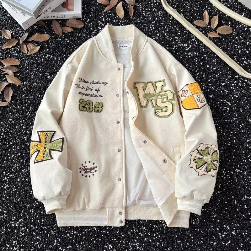 Осенняя куртка для мужчин, свободный крой, большого размера, в гонконгском стиле, повседневное пальто, молодежная бейсбольная куртка, уникальный дизайн, тренд оверсайз