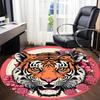 1pc Tiger Flowers Office Round Area Rug, Indoor Mat Suitable For Office, Under Office Chairs Bedroom Living Room Home Decor, Room Deco