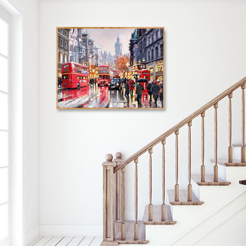 5D DIY Diamond Painting Street Scenery Cross Stitch Full Round Diamond Diamond Embroidery