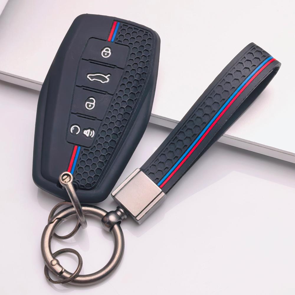 Складной чехол для брелока автомобиля Geely Emblem Coolray Emgrand GT GS Manjaro Atlas Pro с брелоком, сотовая текстура, гоночная полоса, складной чехол для дистанционного ключа