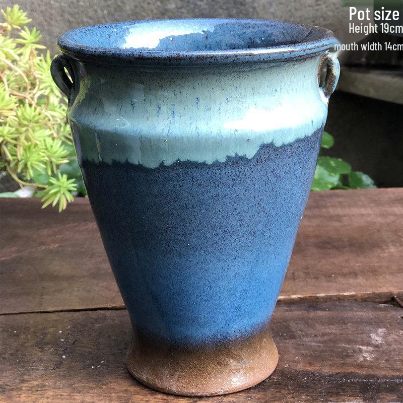 Medium Handmade Ceramic Footed Planter: Breathable, Colored Glaze for Succulents & Green Plants