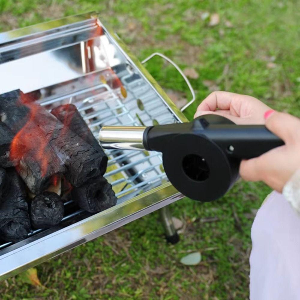Black Hand-cranked Air Blower Durable BBQ Grill Fire Bellows Tools Barbecue Fan Picnic