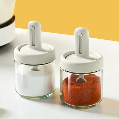 Банка для приправ, стеклянная бутылка для специй, большая емкость, прозрачный корпус, телескопическая ложка, крышка, герметичная, влагостойкая, бытовая кухонная коробка для хранения соли