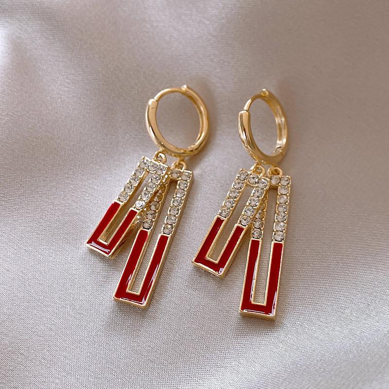 Модные простые темпераментные квадратные геометрические серьги-подвески