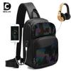 New Trendy Cool Usb Anti-theft Men's Chest Bag Colorful Reflective Luminous Bag Men's Shoulder Bag Waterproof Messenger Bag