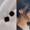 Korean Style Zircon Black Resin Square Ear Studs for Women Elegant Luxury Geometric Earrings 2024 Fashion Trends Zircon Gifts
