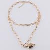 European and American personalized punk hip-hop jewelry, lock-shaped double-layer thick chain versatile sweater chain, geometric retro necklace