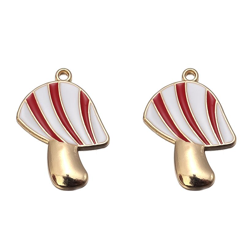 6Pcs Alloy Drop Oil Necklace Pendant Mushroom Tree Flower Shaped Charm Pendant For DIY Exquisite Earrings Accessories Wholesale