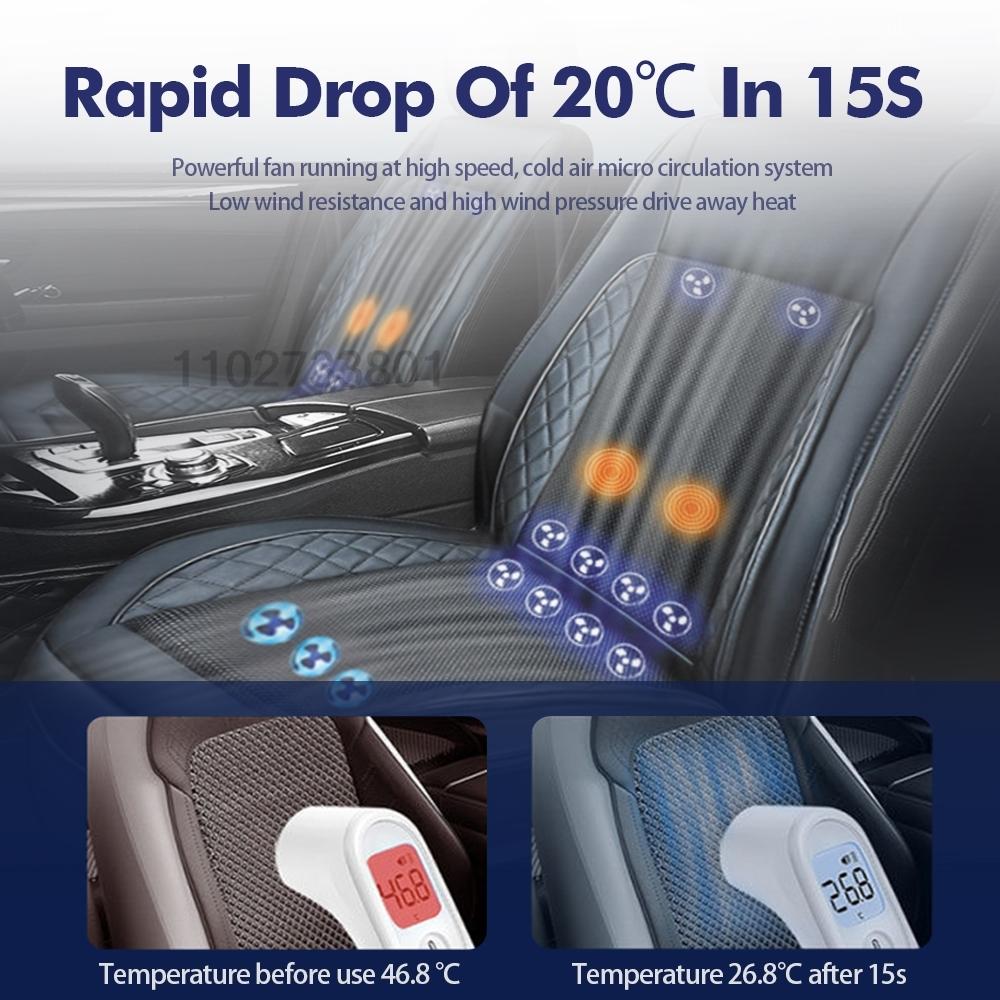 Охлаждающая подушка на автомобильное сиденье DC 12V Автомобильный летний чехол на сиденье с прохладным воздухом с 24 воздуховыпускными отверстиями Универсальный чехол на сиденье с кондиционером и массажем
