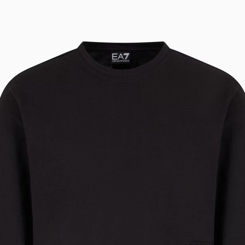 Emporio Armani Мужская футболка Ea7 однотонная с длинным рукавом и круглым вырезом Черная 7M000150-AF14772-UC001