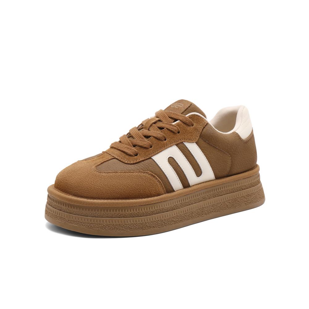 Belle Color Contrast Thick Bottom German Training Shoes for Women 2024 Autumn New Casual Versatile Board Shoes