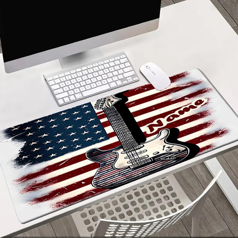 1PC Custom Name American Flag Guitar Art Mouse pad, keyboard and mouse desk pad, for computer notebook Birthday Gift For Any Room Or Office