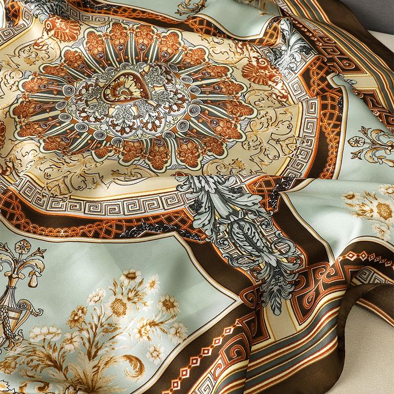 Роскошный брендовый квадратный шелковый шарф женский ободок для волос с принтом маленькие атласные шали платки женские повязки на голову бандана