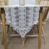 White Retro Lace Mesh Shawl: French Embroidered Decorative Table Runner