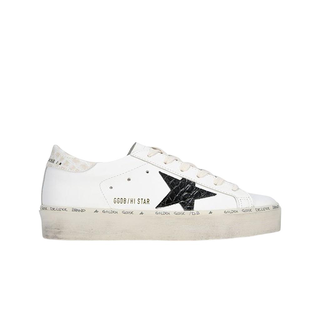(в) Кроссовки Golden Goose Hi Star белые с черной вставкой на пятке
