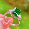 BELLA BOX New Luxury Vintage Green Shaped  Princess Square Rings Women With Brilliant Green Zircon Stone Aesthetic Female Accessories Fashion Jewelry