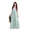 Французский темперамент, сетчатое платье без рукавов с горячими стразами, женское летнее, красивое, для съемок, красивое плиссированное платье с акцентом на талии