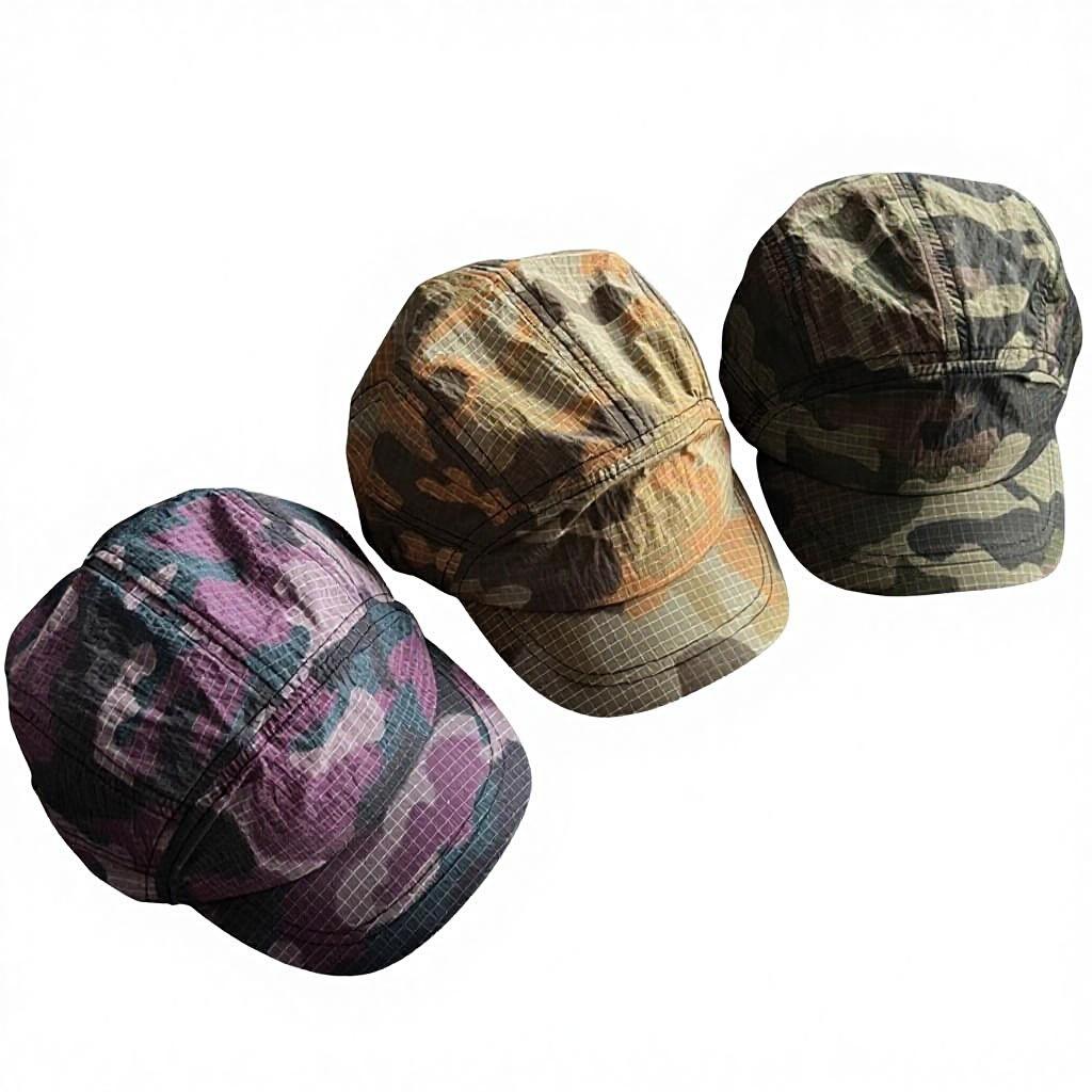 American-style Retro Summer Quick-drying PVC Camouflage Soft-brimmed 6-Panel Camping Surfing Baseball Cap Trendy