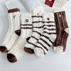 Женские осенне-зимние утолщенные теплые бархатные полосатые домашние носки-гольфы