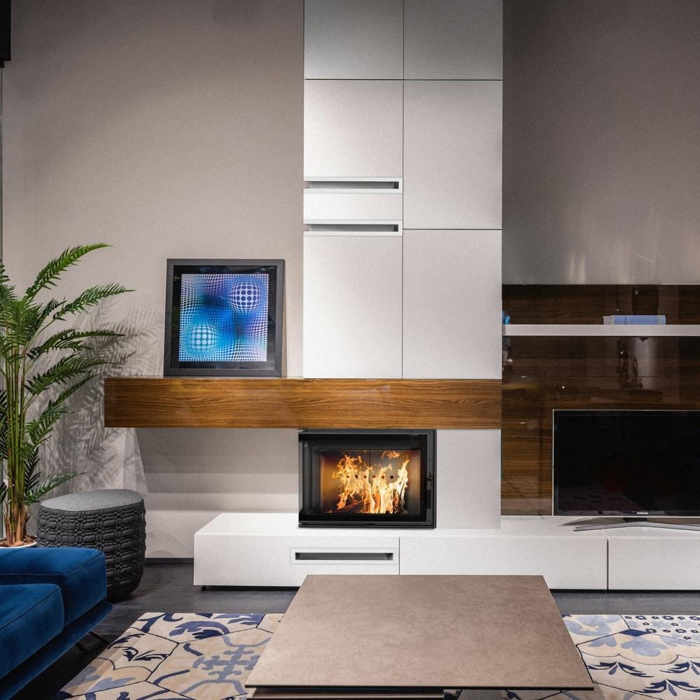 Steel fireplace KRATKI LUCY SLIM left 8 kW Ø 160