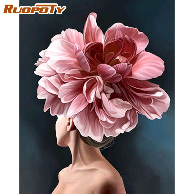 RUOPOTY Безрамная картина «сделай сам» по номерам, картина, современная женская настенная живопись, акриловая краска на холсте для домашнего декора 40x50 см