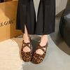 Fashion Women's Shoes 2025 Buckle Strap Women's Flats Fashion Leopard Print Outdoor Slip-Resistant Casual New Round Toe Flat Low Heels