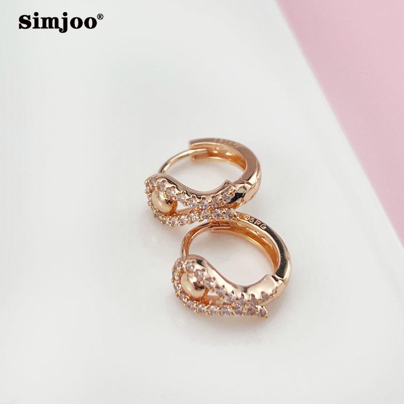 SIMJOO Романтические серьги цвета розового золота со стильными геометрическими бусинами и серьгами с цирконом