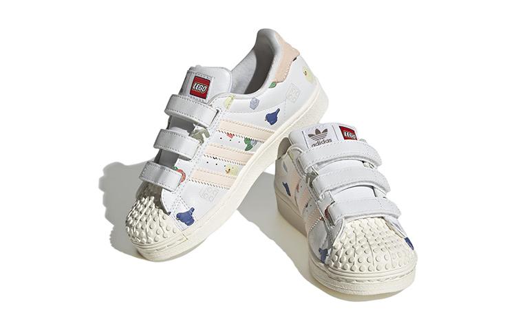 LEGO x Adidas Originals SUPERSTAR Низкие кеды для катания на скейтборде Детские Белый Зеленый Розовый Детские IF2202