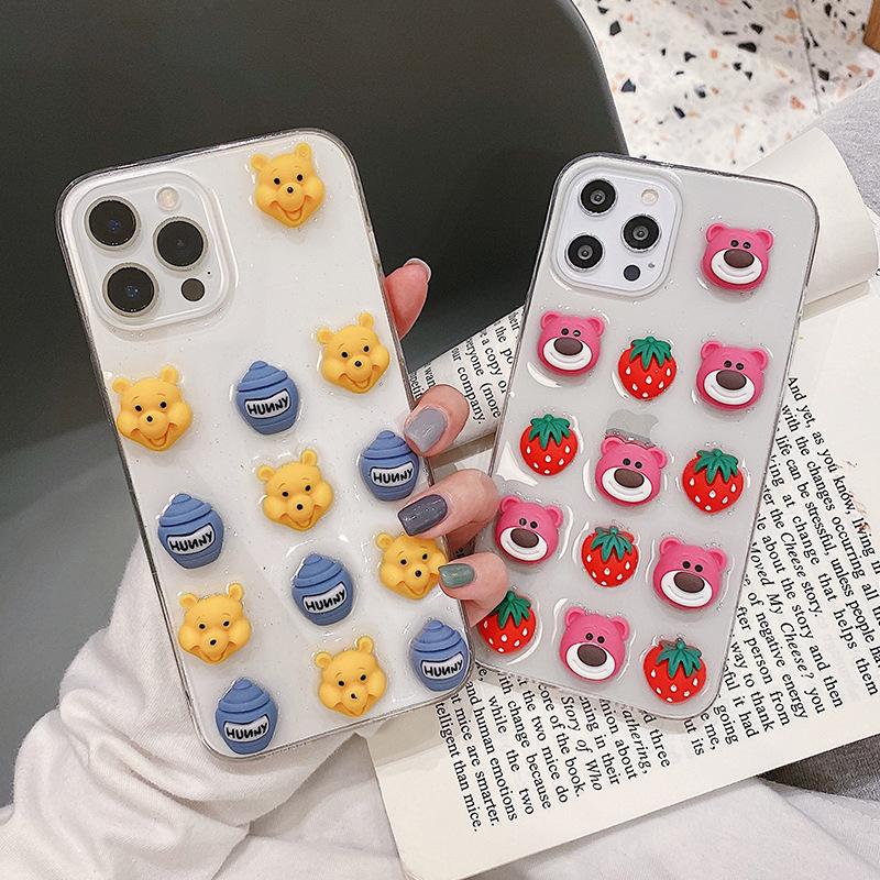 Для iPhone 17 Pro Мультяшный чехол для телефона с эффектом стекающей краски Apple 16 Plus Медведь 15 Прозрачный 14 Блестящий 13