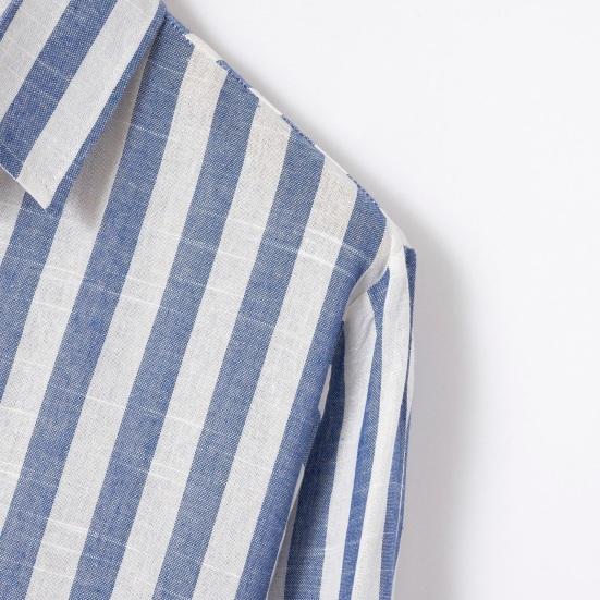 Мужская рубашка на весну и осень с отложным воротником в тон, полосатый принт с длинными рукавами, однобортный свободный кардиган, деловой топ