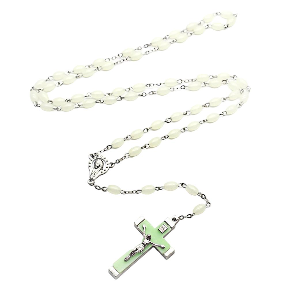 Католические четки с бусинами и светящимся крестом, религиозные украшения для христианских игроков, крещение, медитация